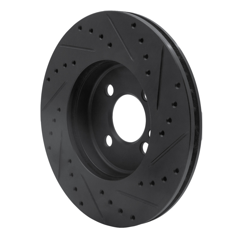 Mini Cooper Clubman Brake Rotor (1) - Front Left - R1 Concepts - Drilled & Slotted - Black - `07-`15